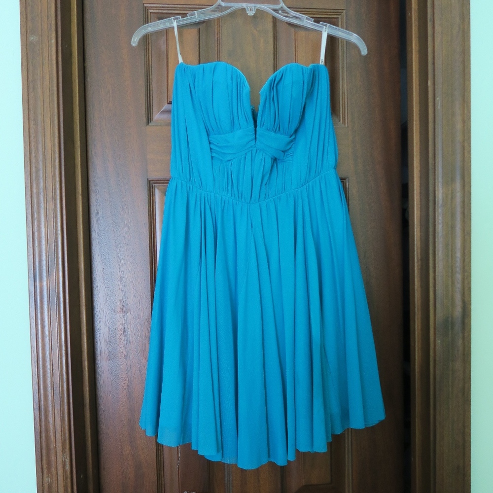 Teal ruched ASOS dress